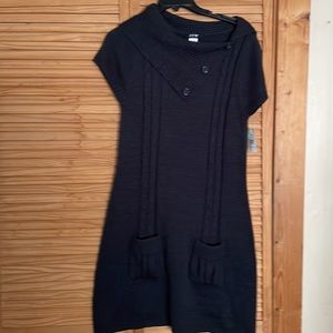 JFW sweater dress BUTTON COWL NECK heathered dark GREY Size 14 XL NWT